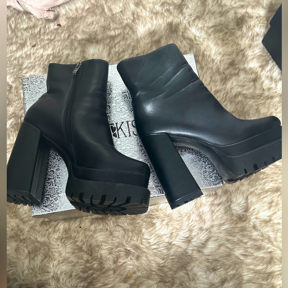 Black Platform Ankle Boots - Unbranded